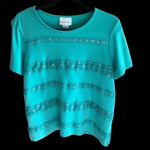 Boho grommet glitz Alfred Dunner top